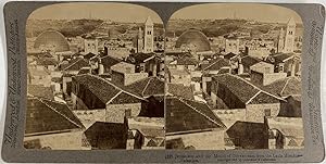 Palestine, Jérusalem et le Mont des Oliviers, Vintage albumen print, ca.1870, Stéréo