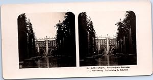 Russie, Saint-Pétersbourg, la Fontaine de Peterhof, Vintage print, ca.1900, Stéréo