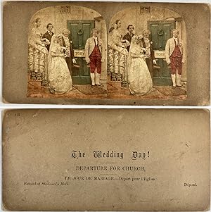 La mariée au départ pour l'Église, Vintage albumen print, ca.1860, Stéréo