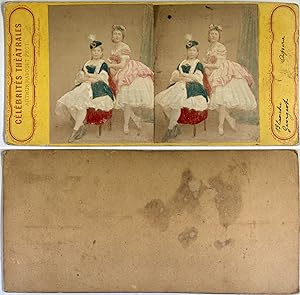 Comédiennes de l'Opéra, Vintage albumen print, ca.1860, Stéréo