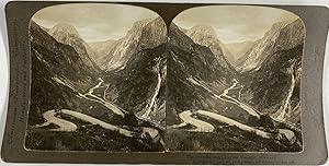 Norvège, la Vallée Naeroy, Nærøydalen, Vintage print, ca.1900, Stéréo