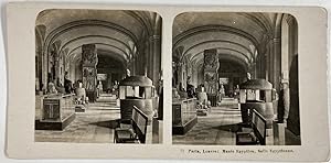 Paris, Musée du Louvre, Salle égyptienne, Vintage silver print, ca.1900, Stéréo