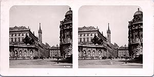 Autriche, Vienne (Wien), vue de la Albrechtsplatz, Vintage print, ca.1900, Stéréo