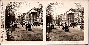 Paris, vue de la Porte St-Martin et Boulevard Saint-Denis, Vintage print, ca.1900, Stéréo
