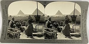 Keystone, Egypt, Gizeh, stereo, Engine near the Pyramids, ca.1900