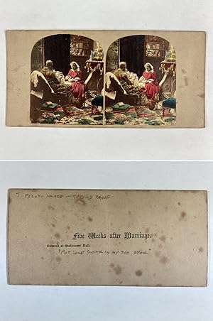 Mari et femme prenant le thé, Vintage albumen print, ca.1860, Stéréo