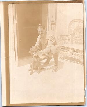 Maroc, Homme et son chien, Vintage citrate print, 1916