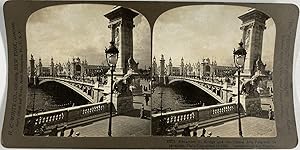 Paris, Exposition Universelle, Pont Alexandre III et les Invalides, Vintage print, ca.1900, Stéréo