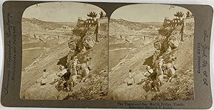 Espagne, Toledo, Pont San Martin et la Tagus, Vintage print, ca.1900, Stéréo