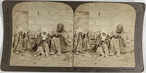 Palestine, Jérusalem, Lépreux sur la rue, Vintage print, ca.1880, Stéréo