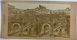 Espagne, Tolède, Pont d?Alcántara, Vintage print, ca.1870, Stéréo