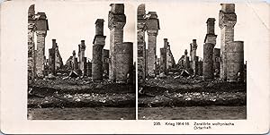 Guerre 1914/18, Pologne, Ville volhynienne détruite, Vintage print, ca.1916, Stéréo