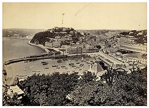 England, Torquay, view of town, harbor and English Channel