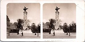 France, Paris, Place du Carrousel, Monument à Gambetta, Vintage print, ca.1900, Stéréo