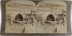 Palestine, Nazareth, Ancienne fontaine de la Vierge, Vintage albumen print, ca.1870, Stéréo