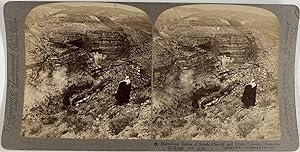 Palestine, Gorge su Ruisseau Chérith et couvent d'Elie, Vintage print, ca.1870, Stéréo