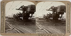 Guerre 1914/18, Canon de 12" sur un sous marin allemand, Vintage print, ca.1916, Stéréo