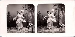 Homme et femme faisant la cour, Vintage print, ca.1900, Stéréo