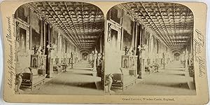 Underwood, England, Windsor Castle, Grand Corridor, stereo, ca.1890