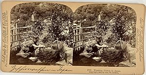 Geo.W. Griffith, Japan, Washing Dishes, stereo, 1900