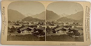 Suisse, Interlaken, Lieu de villégiature, Vintage print, circa 1890, Stéréo