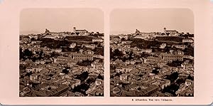 Espagne, Granada, vue du quartier Albaicín depuis l'Alhambra, Vintage print, ca.1890, Stéréo