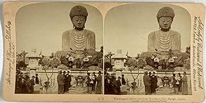 Strohmeyer & Wyman, Japan, Hyogo, Worshippers before the Great Dai Butsu Idol, stereo, 1896