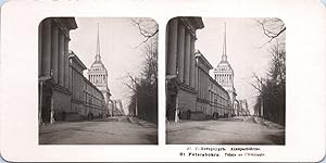 Russie, Saint-Pétersbourg, Palais de l'Amirauté, Vintage print, ca.1900, Stéréo