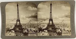 France, Paris, Tour Eiffel, Vintage print, ca.1900, Stéréo