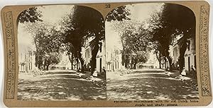 Afrique du Sud, Stellenbosch, Rue et ses maisons typiquement Néerlandaise, Vintage print, ca.1900...