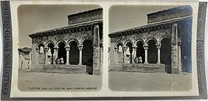 Espagne, Segovia (Ségovie), Cloître du côté de San Lorenzo, Vintage silver print, ca.1900, Stéréo