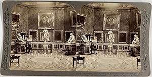 Florence, Galerie d'Uffizi, les Lutteurs et la Vénus de Medici, Vintage print, ca.1880, Stéréo