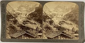 Underwood, Switzerland, stereo, Glacier beneath the Fiescherhorn, 1897