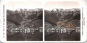 Autriche, Zell am See, Vue générale avec le Schmittenhöhe, Vintage print, ca.1900, Stéréo