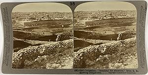 Jerusalem, Vue du temple, Vintage print, ca.1900, Stéréo