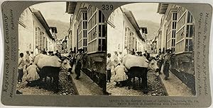 Keystone, Venezuela, stereo, Distributing Milk in LaGuaira, ca.1900