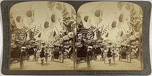 Underwood, Japan, Yokohama, stereo, Benten-dori, feast-day decorations, 1906