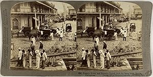 Underwood, Philippines, stereo, Manila, Rosario Street and Binondo Church, ca.1899