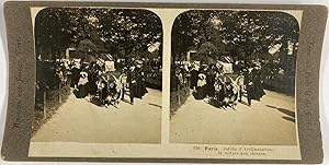 France, Paris, Jardin d'Acclimation : la voiture aux chèvres, stereo, ca.1900
