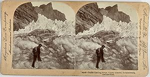 B.L. Singley, Switzerland, Grindelwald, Guide Cutting Steps, stereo, 1900