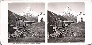 Suisse, Gornergrat, Glacier de Findelen et le Matterhorn, Vintage print, ca.1900, Stéréo