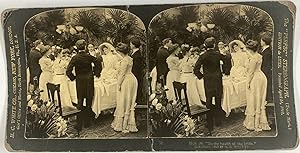 Un toast lors d'un mariage, Vive la Mariée, Vintage print, ca.1900, Stéréo