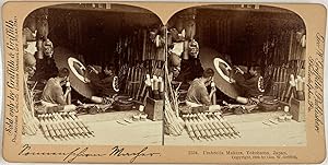 Geo.W. Griffith, Japan, Yokohama, Umbrella Makers, stereo, 1900