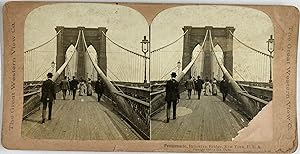 Clarke, USA, New York, Brooklyn Bridge, Promenade, stereo, 1896
