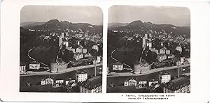 Suisse, Lucerne, Vue générale avec les murs d'enceinte, Vintage print, ca.1900, Stéréo