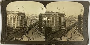 USA, New York, Vue de Broadway et Herald and Times Building à la 32e rue, Vintage print, ca.1900,...