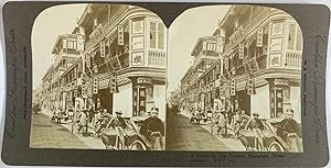 M.B. Wright, China, Shanghai, stereo, A Street of Tea Houses, ca.1900