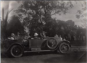 Indochina, Angkor, Woman and Colonial Soldiers in a Rolls-Royce, vintage silver print, ca.1925