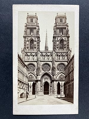 Mieusement, France, Orléans, Façade de la Cathédrale, vintage CDV albumen print