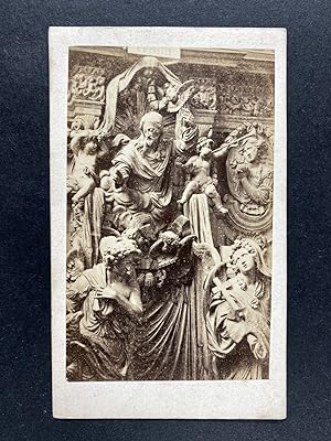 Belgique, Anvers, Eglise Saint Paul, Détail d'un Confessionnal, vintage CDV albumen print